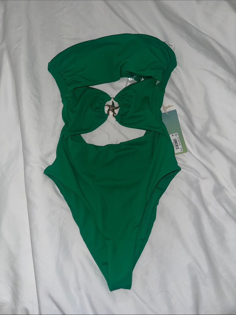 Altar'd State Emerald Green One-Piece Swimsuit with Ring Detail